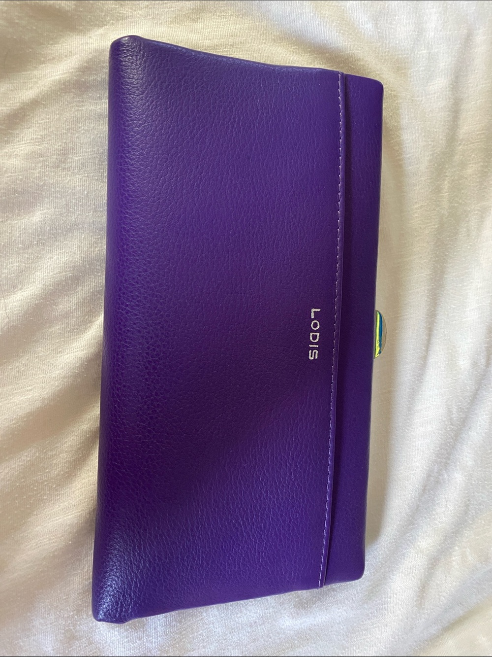 NWT Lodis Purple Pebbled Leather Clutch